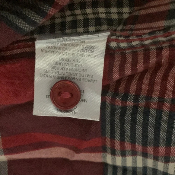 Rvca Men’s size large short sleeve button down shirt plaid red navy cream gray - Picture 5 of 8